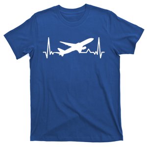 Airplane Heartbeat Gift For Pilots Travelers Jet Plane Cool Gift T-Shirt