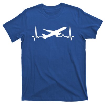 Airplane Heartbeat Gift For Pilots Travelers Jet Plane Cool Gift T-Shirt