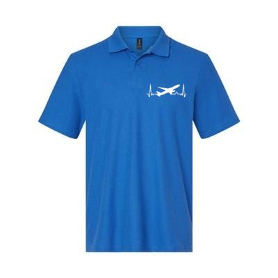 Airplane Heartbeat Gift For Pilots Travelers Jet Plane Cool Gift Softstyle Adult Sport Polo