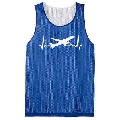 Airplane Heartbeat Gift For Pilots Travelers Jet Plane Cool Gift Mesh Reversible Basketball Jersey Tank