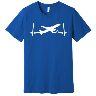 Airplane Heartbeat Gift For Pilots Travelers Jet Plane Cool Gift Premium T-Shirt