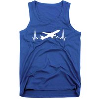 Airplane Heartbeat Gift For Pilots Travelers Jet Plane Cool Gift Tank Top