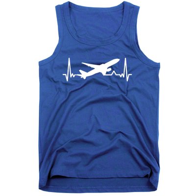 Airplane Heartbeat Gift For Pilots Travelers Jet Plane Cool Gift Tank Top