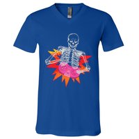 Awesome Halloween Gift Skeleton Gamer Costume Design Funny Gift V-Neck T-Shirt