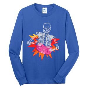 Awesome Halloween Gift Skeleton Gamer Costume Design Funny Gift Tall Long Sleeve T-Shirt