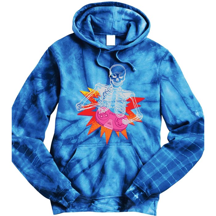 Awesome Halloween Gift Skeleton Gamer Costume Design Funny Gift Tie Dye Hoodie