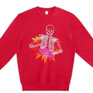 Awesome Halloween Gift Skeleton Gamer Costume Design Funny Gift Premium Crewneck Sweatshirt