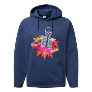 Awesome Halloween Gift Skeleton Gamer Costume Design Funny Gift Performance Fleece Hoodie