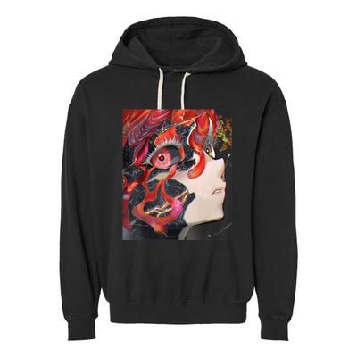 Anime Horror Girl Kawaii Waifu Aesthetic Japanese Otaku Garment-Dyed Fleece Hoodie