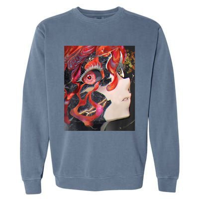 Anime Horror Girl Kawaii Waifu Aesthetic Japanese Otaku Garment-Dyed Sweatshirt