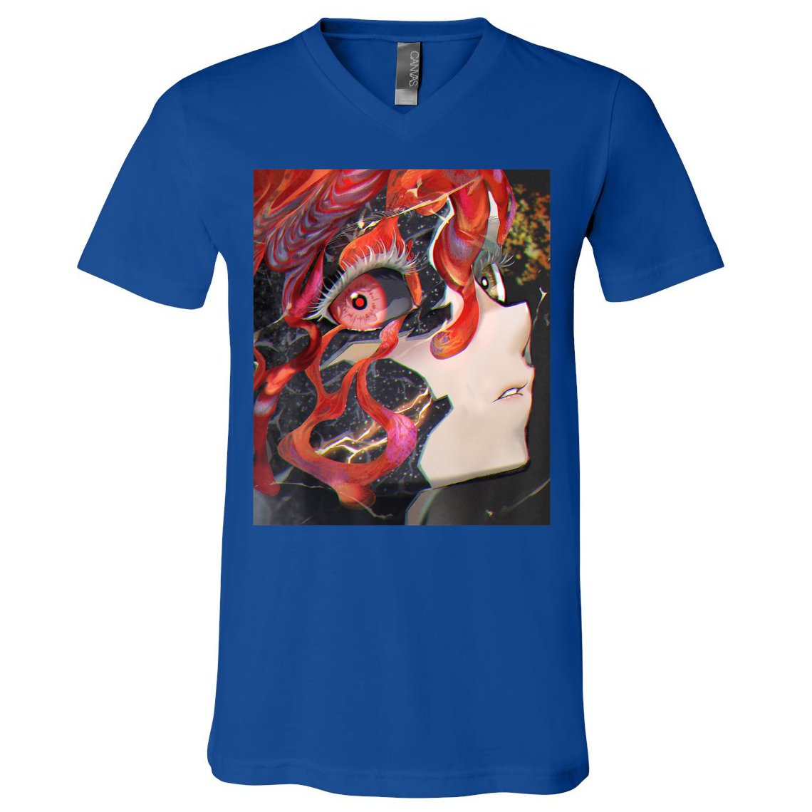 Anime Horror Girl Kawaii Waifu Aesthetic Japanese Otaku V-Neck T-Shirt