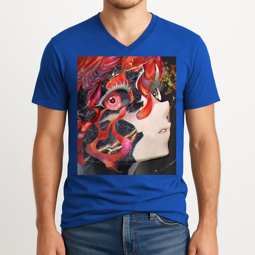 Anime Horror Girl Kawaii Waifu Aesthetic Japanese Otaku V-Neck T-Shirt