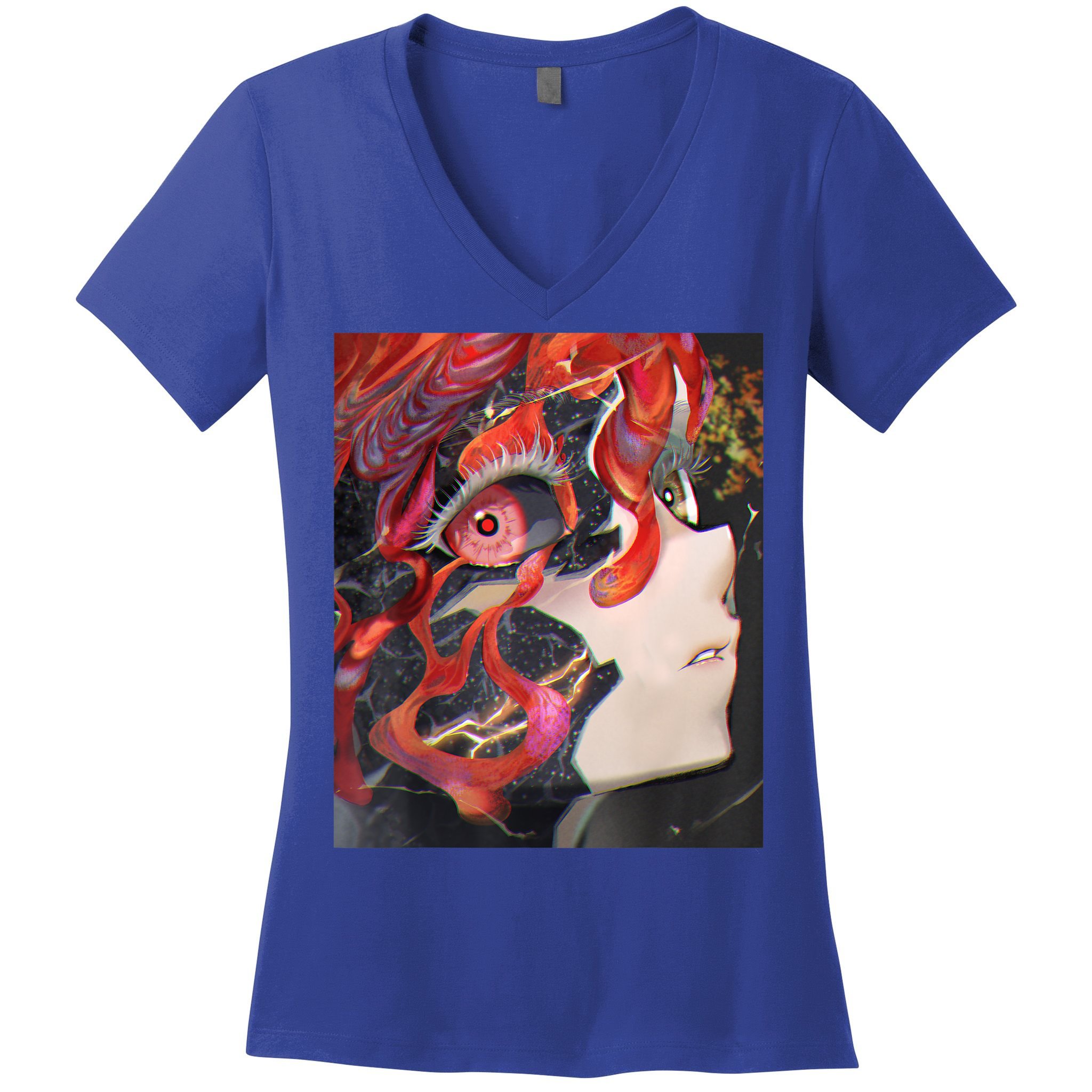 Anime Horror Girl Kawaii Waifu Aesthetic Japanese Otaku Women's V-Neck T-Shirt