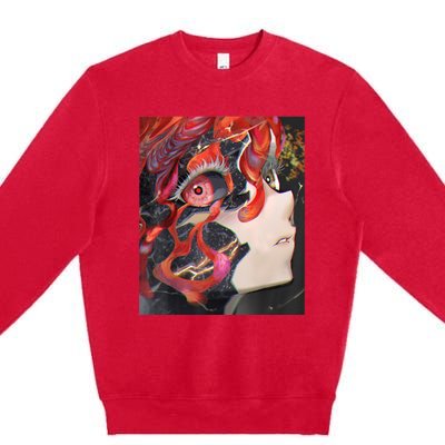 Anime Horror Girl Kawaii Waifu Aesthetic Japanese Otaku Premium Crewneck Sweatshirt