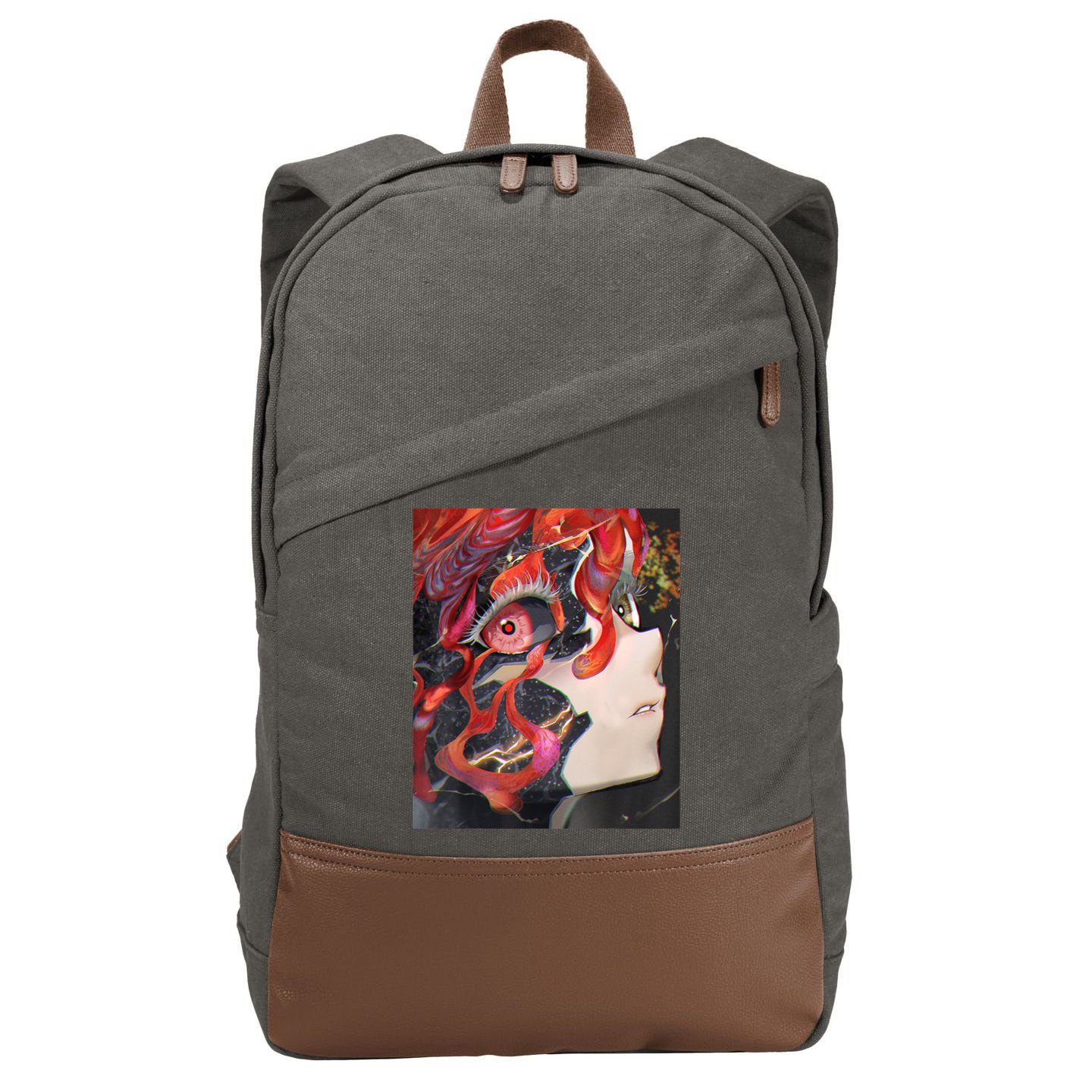 Anime Horror Girl Kawaii Waifu Aesthetic Japanese Otaku Cotton Canvas Backpack
