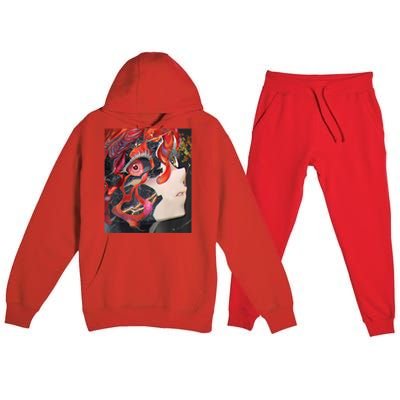 Anime Horror Girl Kawaii Waifu Aesthetic Japanese Otaku Premium Hooded Sweatsuit Set