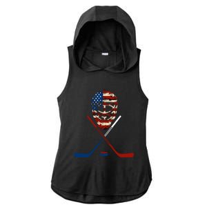 American Hockey Goalie Patriotic Hockey Player Keeper Funny Gift Cute Gift Ladies PosiCharge Tri-Blend Wicking Draft Hoodie Tank