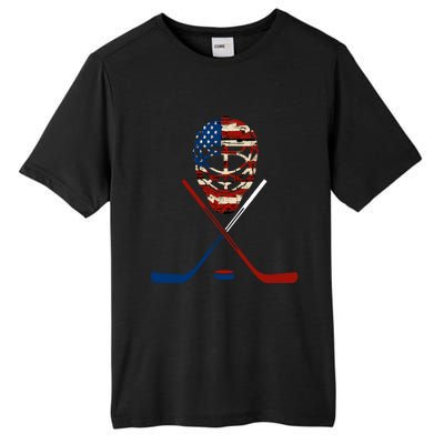 American Hockey Goalie Patriotic Hockey Player Keeper Funny Gift Cute Gift Tall Fusion ChromaSoft Performance T-Shirt