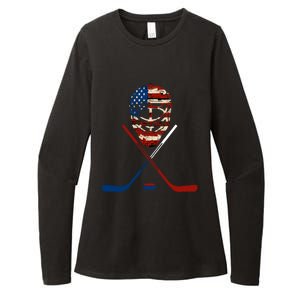 American Hockey Goalie Patriotic Hockey Player Keeper Funny Gift Cute Gift Womens CVC Long Sleeve Shirt