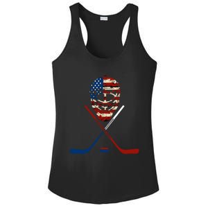 American Hockey Goalie Patriotic Hockey Player Keeper Funny Gift Cute Gift Ladies PosiCharge Competitor Racerback Tank