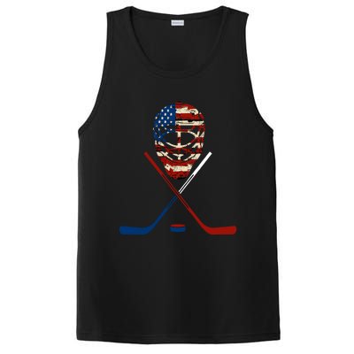 American Hockey Goalie Patriotic Hockey Player Keeper Funny Gift Cute Gift PosiCharge Competitor Tank