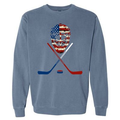 American Hockey Goalie Patriotic Hockey Player Keeper Funny Gift Cute Gift Garment-Dyed Sweatshirt