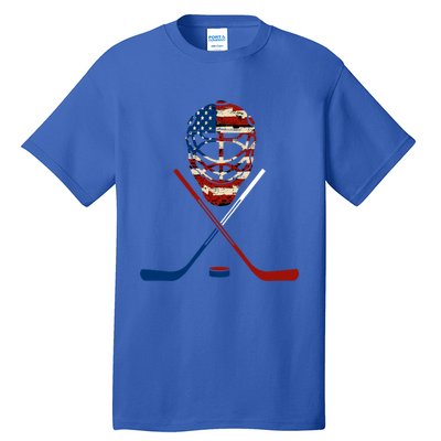 American Hockey Goalie Patriotic Hockey Player Keeper Funny Gift Cute Gift Tall T-Shirt