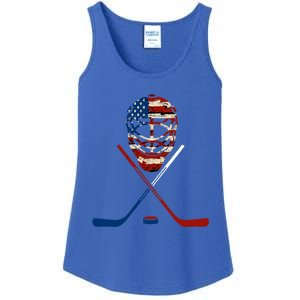 American Hockey Goalie Patriotic Hockey Player Keeper Funny Gift Cute Gift Ladies Essential Tank