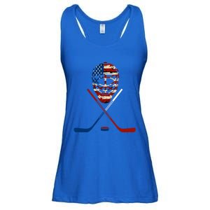 American Hockey Goalie Patriotic Hockey Player Keeper Funny Gift Cute Gift Ladies Essential Flowy Tank