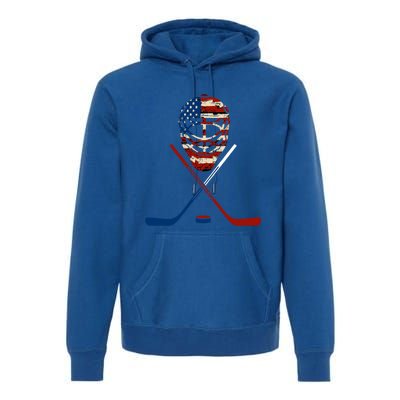 American Hockey Goalie Patriotic Hockey Player Keeper Funny Gift Cute Gift Premium Hoodie