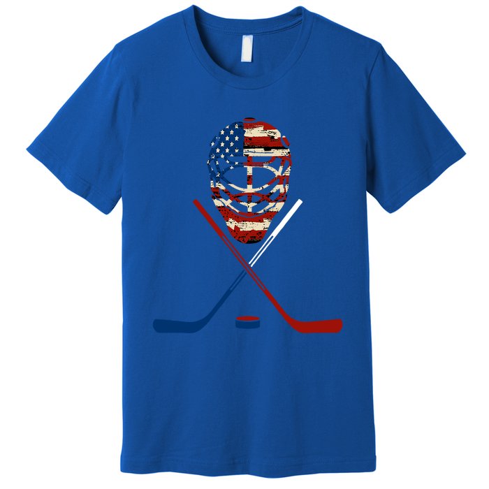 American Hockey Goalie Patriotic Hockey Player Keeper Funny Gift Cute Gift Premium T-Shirt