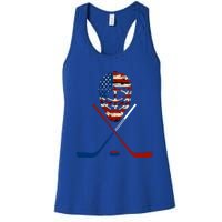 American Hockey Goalie Patriotic Hockey Player Keeper Funny Gift Cute Gift Women's Racerback Tank