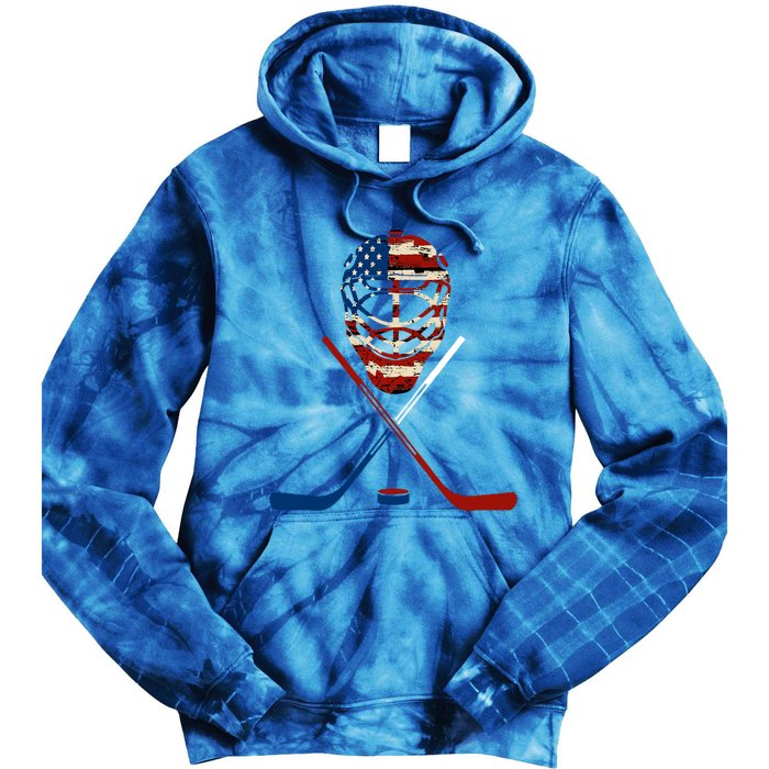 American Hockey Goalie Patriotic Hockey Player Keeper Funny Gift Cute Gift Tie Dye Hoodie