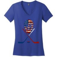 American Hockey Goalie Patriotic Hockey Player Keeper Funny Gift Cute Gift Women's V-Neck T-Shirt