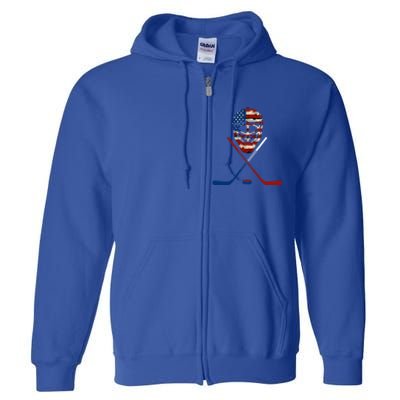 American Hockey Goalie Patriotic Hockey Player Keeper Funny Gift Cute Gift Full Zip Hoodie