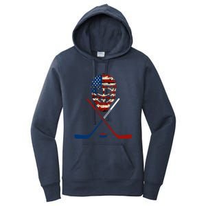 American Hockey Goalie Patriotic Hockey Player Keeper Funny Gift Cute Gift Women's Pullover Hoodie