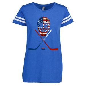 American Hockey Goalie Patriotic Hockey Player Keeper Funny Gift Cute Gift Enza Ladies Jersey Football T-Shirt