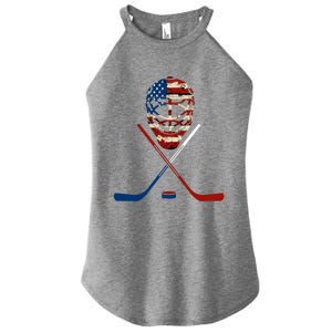 American Hockey Goalie Patriotic Hockey Player Keeper Funny Gift Cute Gift Women's Perfect Tri Rocker Tank