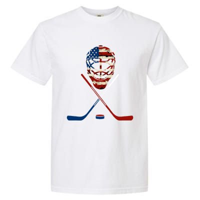 American Hockey Goalie Patriotic Hockey Player Keeper Funny Gift Cute Gift Garment-Dyed Heavyweight T-Shirt