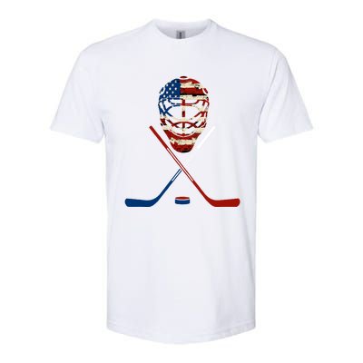 American Hockey Goalie Patriotic Hockey Player Keeper Funny Gift Cute Gift Softstyle CVC T-Shirt