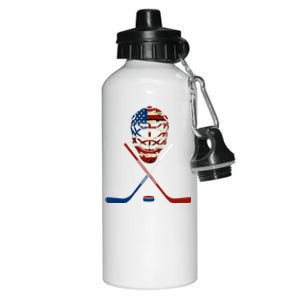 American Hockey Goalie Patriotic Hockey Player Keeper Funny Gift Cute Gift Aluminum Water Bottle