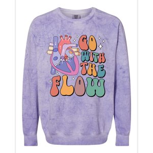 Anatomy Heart Go Withthe Flow Colorblast Crewneck Sweatshirt