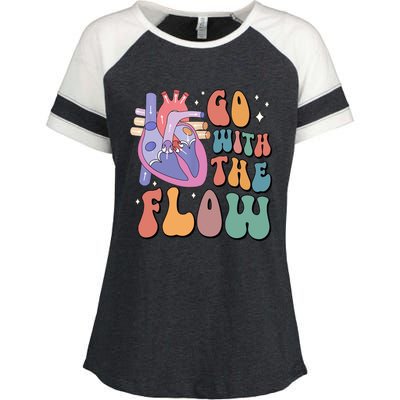 Anatomy Heart Go Withthe Flow Enza Ladies Jersey Colorblock Tee