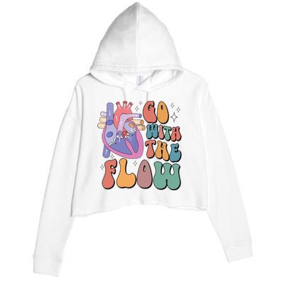 Anatomy Heart Go Withthe Flow Crop Fleece Hoodie