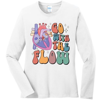 Anatomy Heart Go Withthe Flow Ladies Long Sleeve Shirt