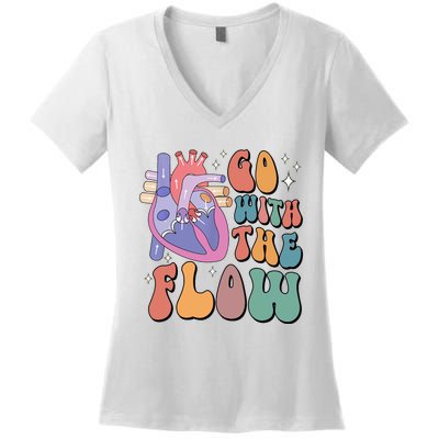 Anatomy Heart Go Withthe Flow Women's V-Neck T-Shirt