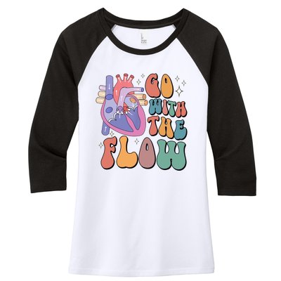 Anatomy Heart Go Withthe Flow Women's Tri-Blend 3/4-Sleeve Raglan Shirt