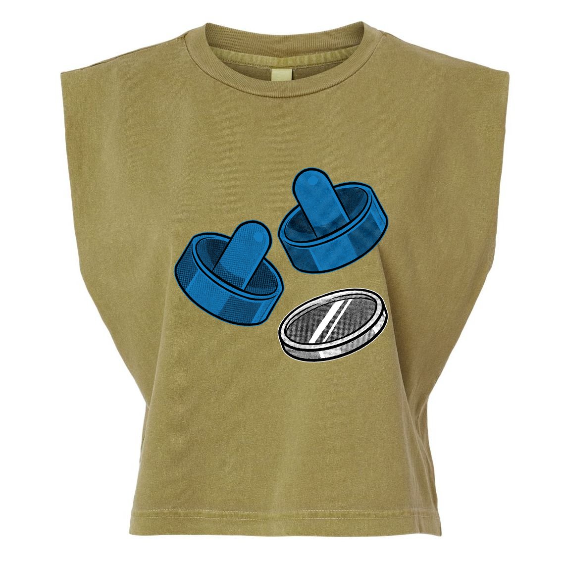 Air Hockey Game Pieces Garment-Dyed Women's Muscle Tee