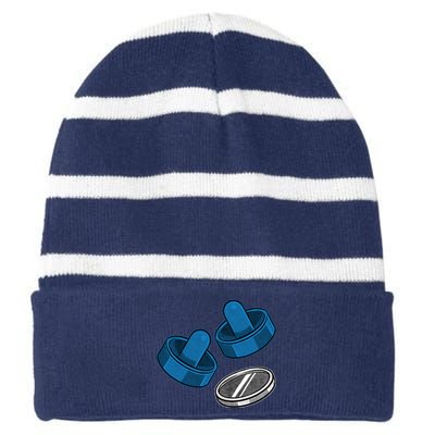 Air Hockey Game Pieces Striped Beanie with Solid Band