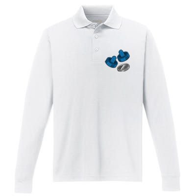 Air Hockey Game Pieces Performance Long Sleeve Polo